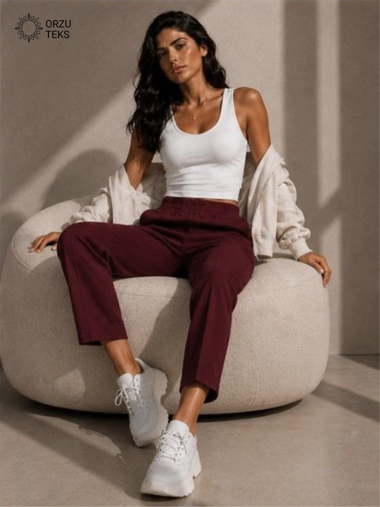 Ayollar keng jogger shimi, paxtasidan tikilgan sport shimi, ORZU-TEXS