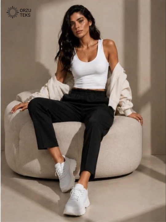 Ayollar keng jogger shimi, paxtasidan tikilgan sport shimi, ORZU-TEXS
