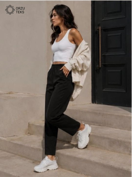 Ayollar keng jogger shimi, paxtasidan tikilgan sport shimi, ORZU-TEXS