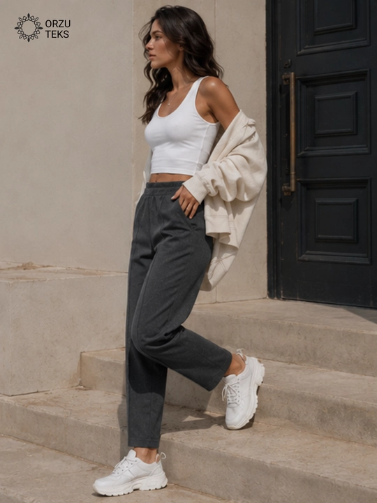 Ayollar keng jogger shimi, paxtasidan tikilgan sport shimi, ORZU-TEXS