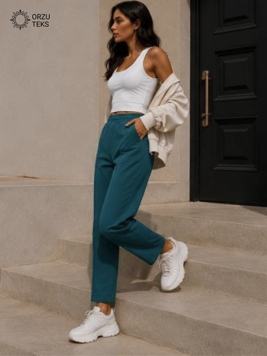 Ayollar keng jogger shimi, paxtasidan tikilgan sport shimi, ORZU-TEXS