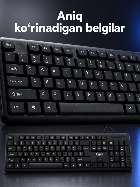 JITE simli USB to‘plami: to‘liq o‘lchamli klaviatura va optik sichqoncha