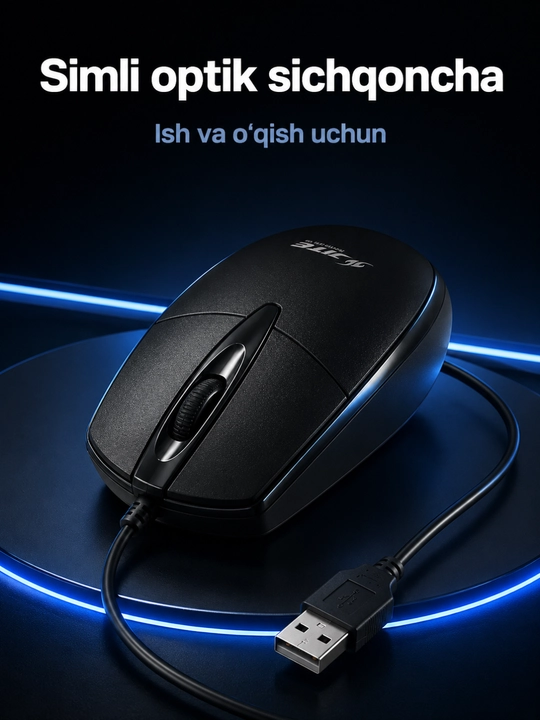 JITE simli USB to‘plami: to‘liq o‘lchamli klaviatura va optik sichqoncha