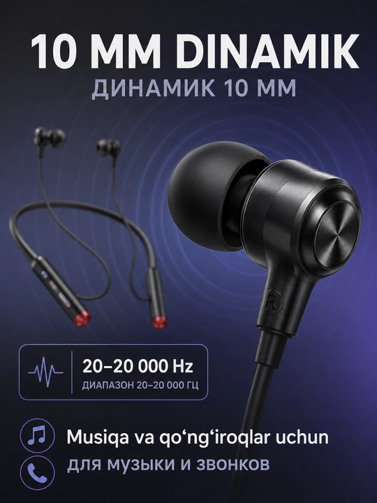 Беспроводные Bluetooth наушники Hoco ES72 шейным ободом микрофоном RGB-подсветкой 30 часов