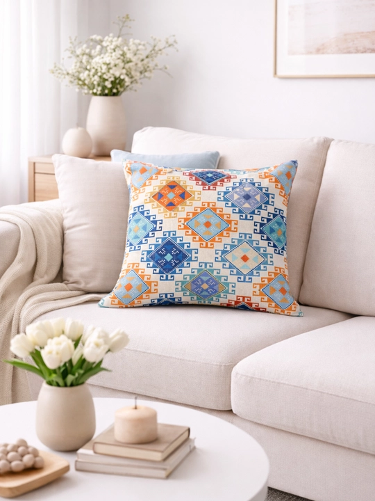 Dekorativ yostiq ikat printli, 2 dona, 45x45 sm, uy, ofis va mexmonxona interyeri uchun