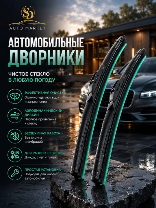 Бескаркасные дворники для автомобиля, 2 шт