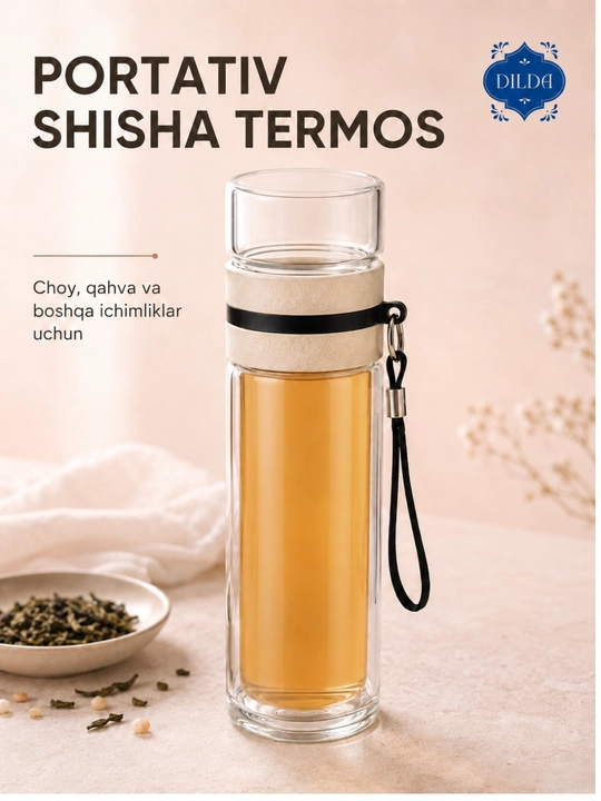 Бутылка для напитков - стеклянный термос для чая, кофе и напитков, 200–350 мл, кружка