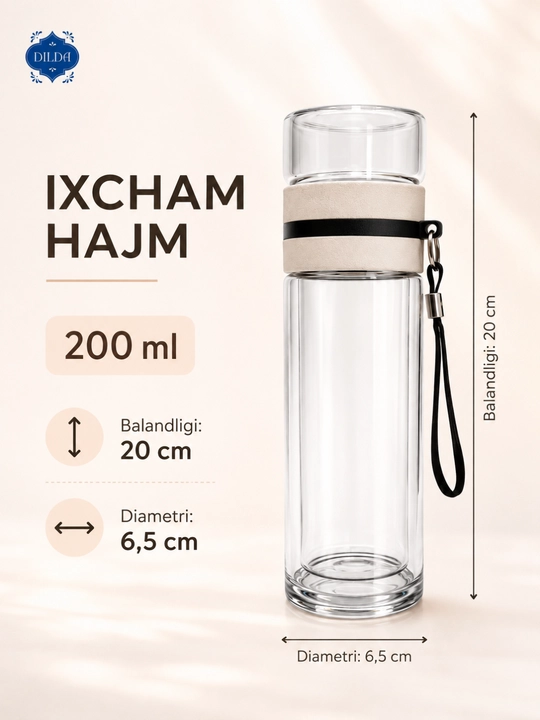 Бутылка для напитков - стеклянный термос для чая, кофе и напитков, 200–350 мл, кружка