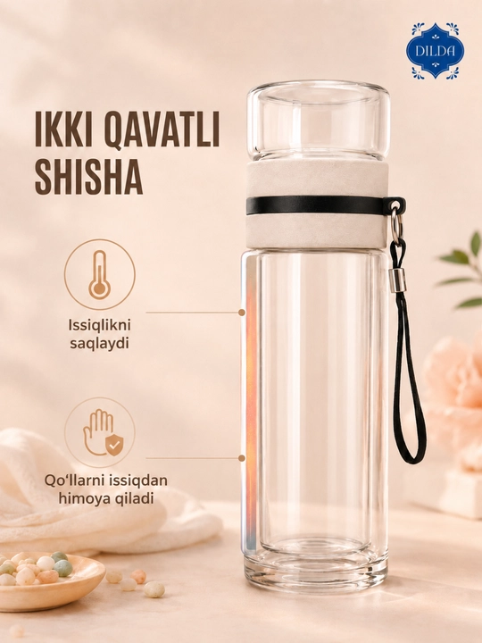 Бутылка для напитков - стеклянный термос для чая, кофе и напитков, 200–350 мл, кружка