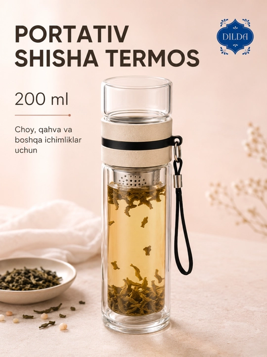 Shisha butilka ichimliklar uchun termos - suv, choy qahva va ichimliklar uchun, 200–350 ml - 