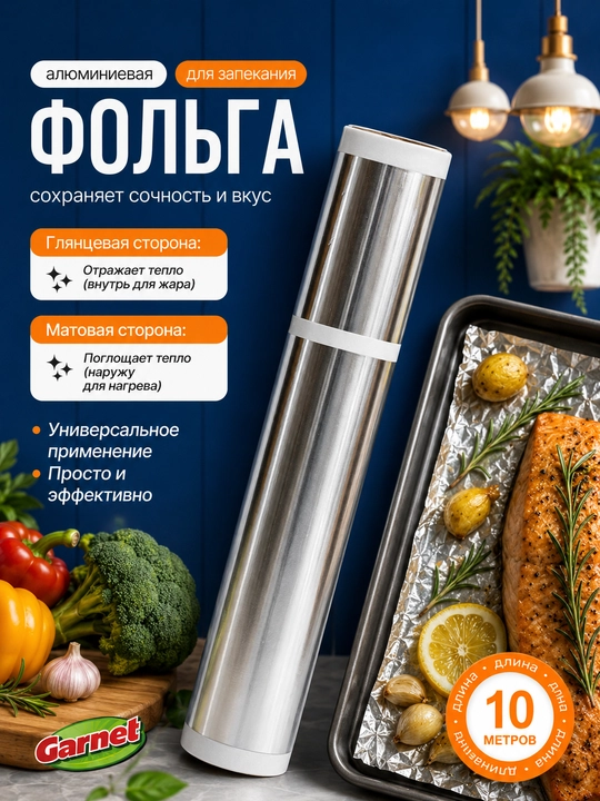 Gaz plitasi va duxovka uchun 10 metrli Garnet alyuminiy folga