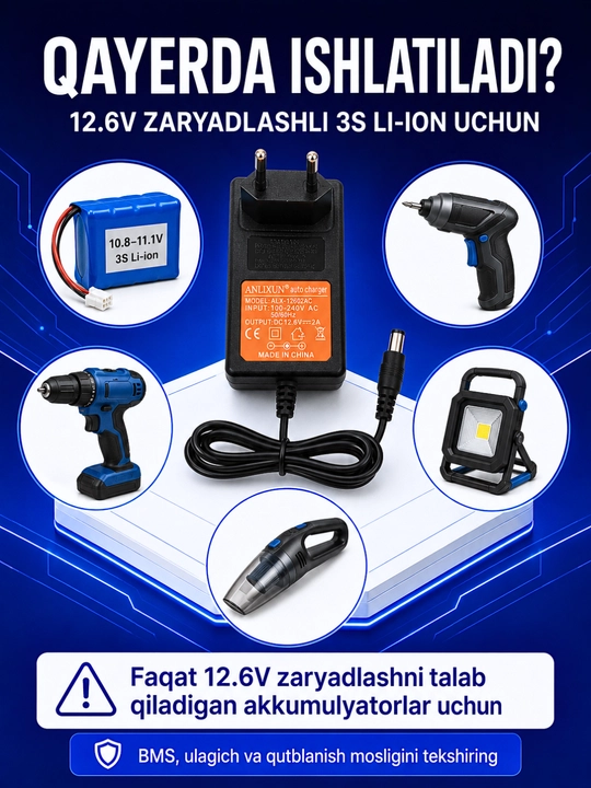 6–24V, 2A akkumulyator batareyalari va elektr asboblari uchun zaryadlash qurilmasi