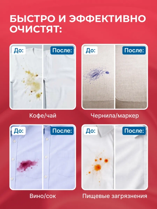 Влажные салфетки от пятен на одежде, пятновыводитель