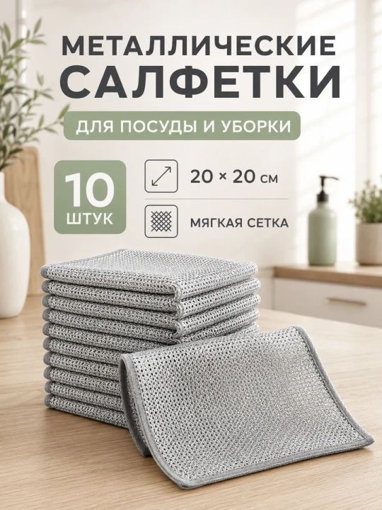 Металлическая сетка для мытья посуды, тряпка для уборки, 5/10 шт