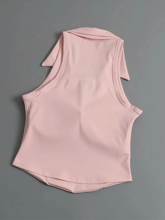 Ayollar uchun yengsiz sport polo top fitnes va yoga uchun