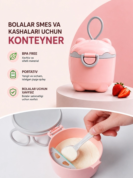 Контейнер для детского питания, BPA Free, с ложкой, для фруктов и сухих смесей