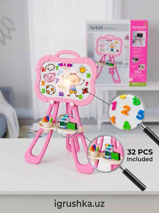 Bolalar ikki tomonlama Artist Drawing Board molbert, 32 buyum