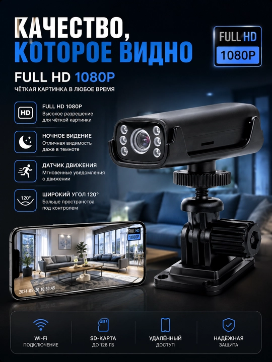 Mini kamera, Wi-Fi kamera, uy uchun Wi-Fi kamera, mini kamera Full HD