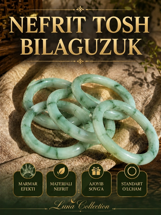 Nefrittosh bilak uzuk 58 mm — nozik bilaklar uchun, ayollar bilaguzugi - 
