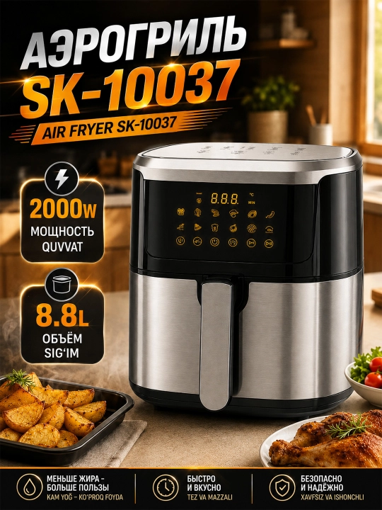 Sokany SK-10037 аэрофритюрница 8,8 л 2000 Вт аэрогриль воздушная фритюрница - 