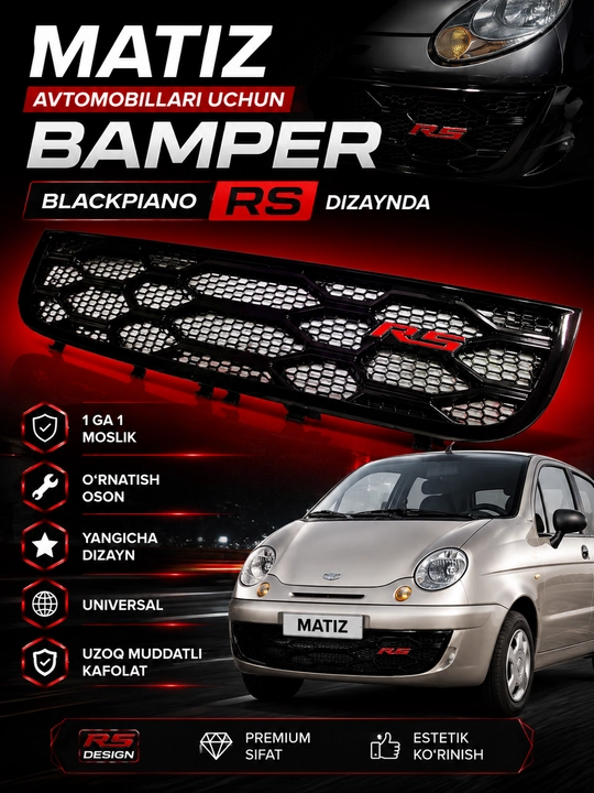 Matiz avtomobillari uchun bamper, Blackpiano RS dizayni - 