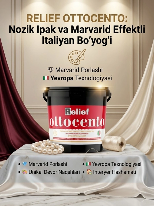 Relief Ottocento dekorativ bo‘yoq, ipak va marvarid effektli 3 kg - 