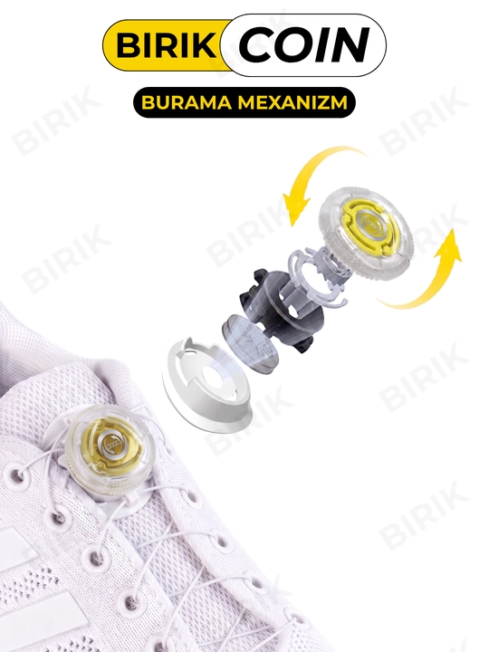 Фиксатор для шнурков BIRIK COIN поворотный, без завязывания, для кроссовок и ботинок