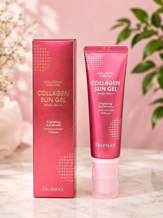 Deoproce Collagen Sun Gel SPF50+ PA+++ 50 ml, yuz uchun quyoshdan himoya qiluvchi gel krem
