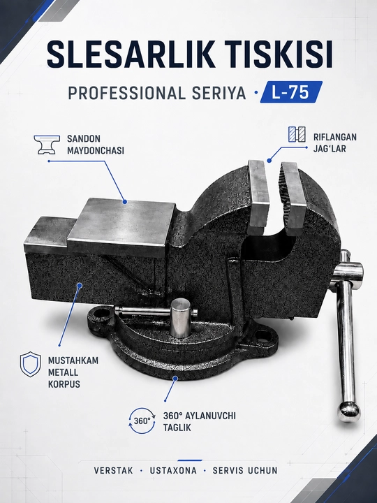 L-75 professional aylanuvchi chilangarlik tiskisi, nakovalyali