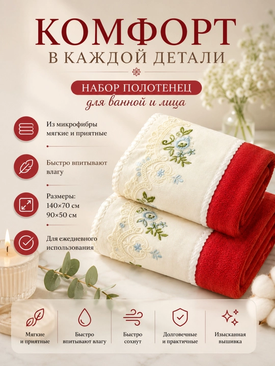 Banni va yuz kamplektlar yumshioq va qulay suvni shimishi zur