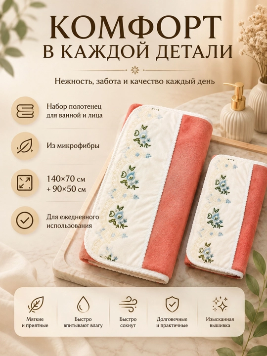Banni va yuz kamplektlar yumshioq va qulay suvni shimishi zur