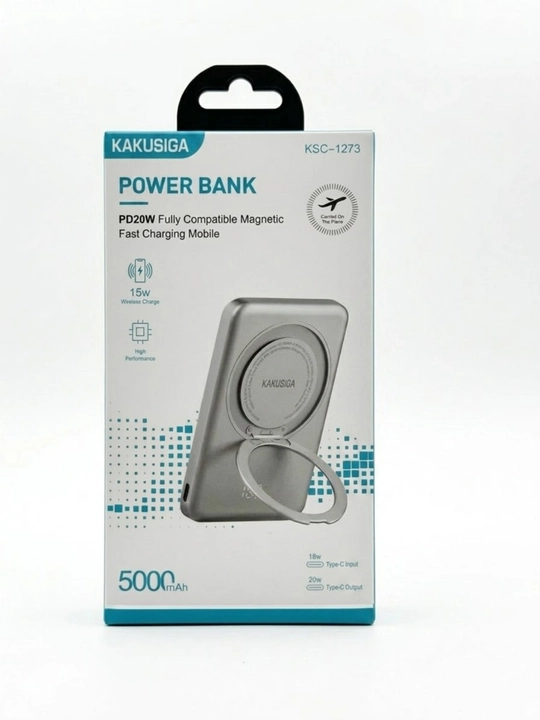 Магнитный внешний аккумулятор Power Bank Kakusiga KSC-1273 5000mAh 15W беспроводной, PD20W