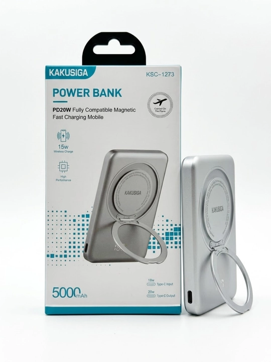 Магнитный внешний аккумулятор Power Bank Kakusiga KSC-1273 5000mAh 15W беспроводной, PD20W
