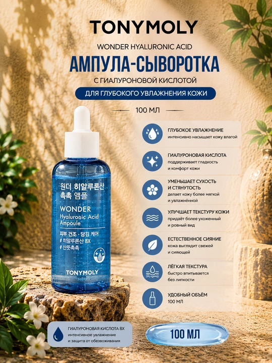 Ампула-сыворотка Wonder Hyaluronic Acid Chok Chok Ampoule 100 мл с гиалуроновой кислотой - 