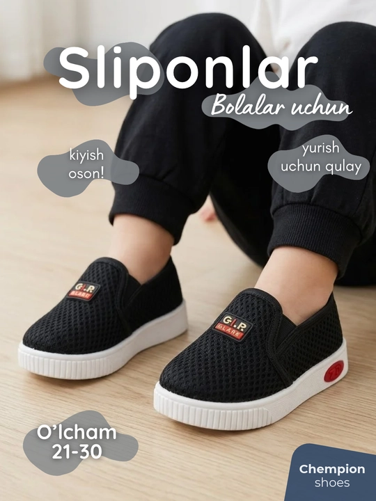 O'g'il bolalar va qizlar uchun sliponlar, 21-30 o'lcham - 