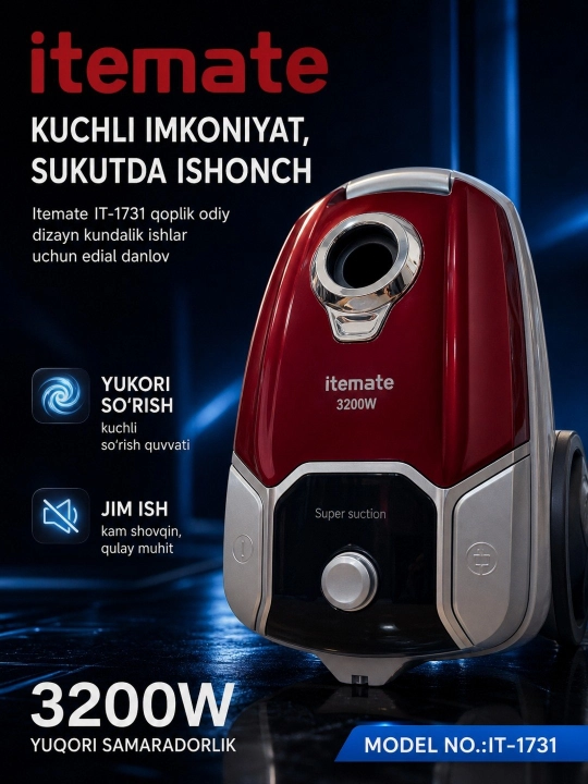 Itemate IT-1731 — мощный бытовой пылесос 3200 Вт