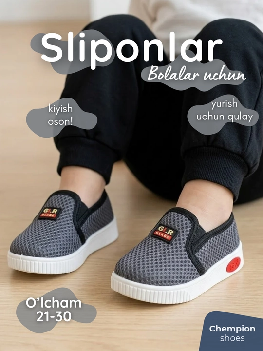 O'g'il bolalar va qizlar uchun sliponlar, 21-30 o'lcham - 