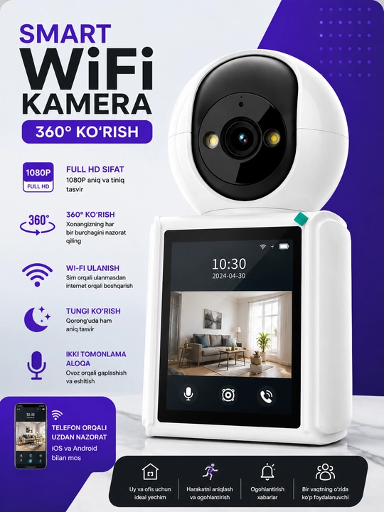 Камера видеонаблюдения, умная Wi-Fi камера, камера 360 Full HD