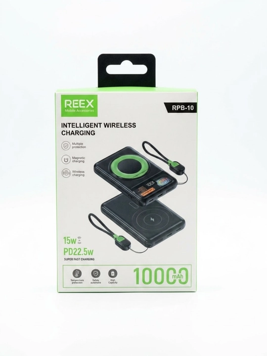 Tashqi akkumulyator REEX RPB-10 MagSafe 10000mAh 22.5W tezkor simsiz zaryadlash