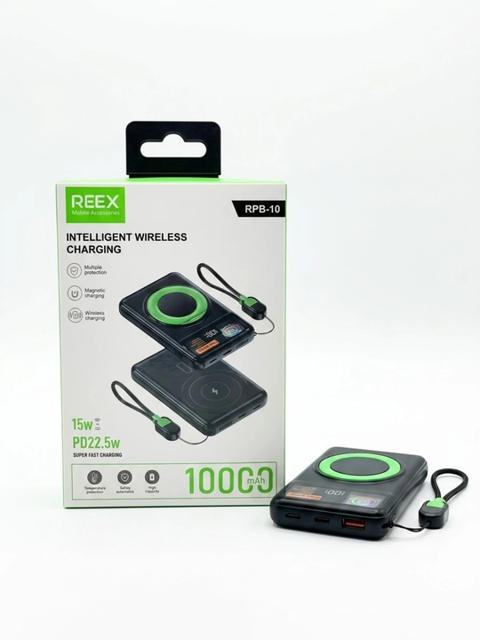 Tashqi akkumulyator REEX RPB-10 MagSafe 10000mAh 22.5W tezkor simsiz zaryadlash
