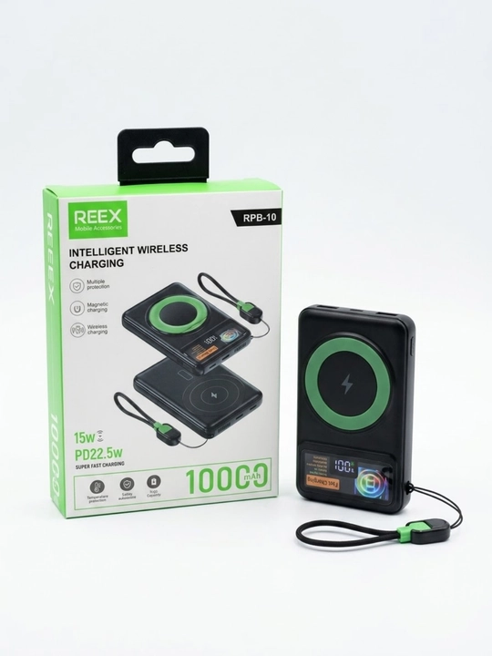 Tashqi akkumulyator REEX RPB-10 MagSafe 10000mAh 22.5W tezkor simsiz zaryadlash - 