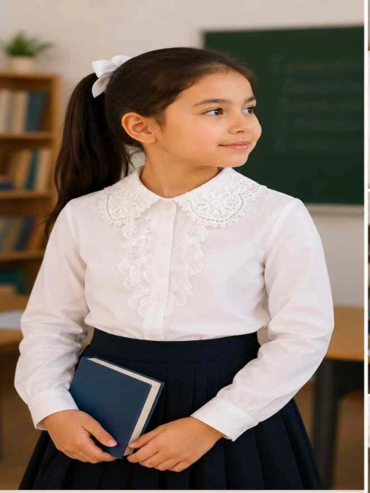 Белая школьная блузка для девочек 7–11 лет