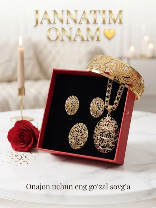 Jannatim onam taqinchog'i to‘plam, marjon, zirak, bilaguzuk, sovg'a uchun - 