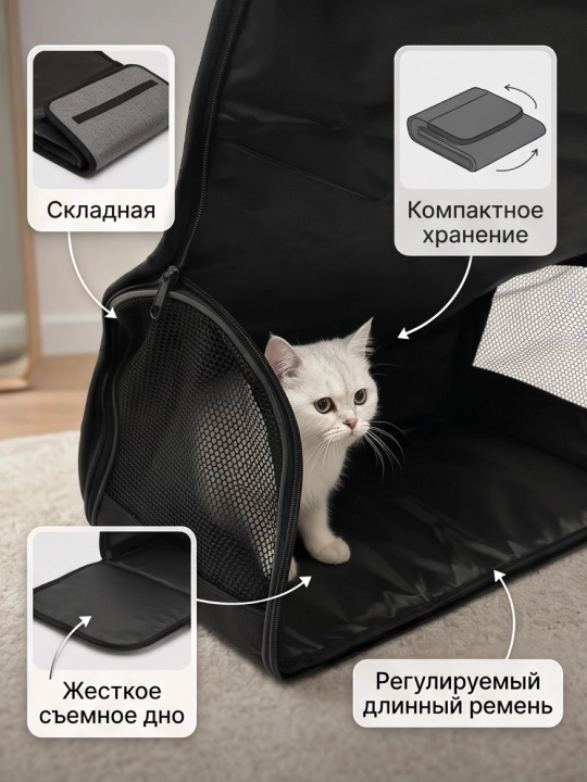 Сумка переноска для кошек и собак мелких пород складная