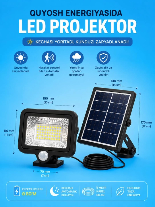 Солнечный LED проектор – декоративный светильник для дома и двора - 