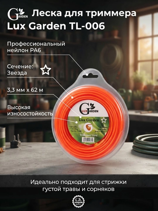 Леска для триммера Lux Garden TL-006 3,3 мм x 62 м, Star - 