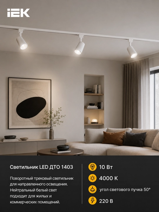 LED yo'l chiroqchasi IEK DTO 1403 10W 4000K 50° bir fazali