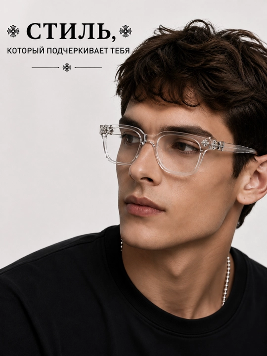 Chrome Hearts uniseks ko‘zoynak, shaffof linzali, erkaklar va ayollar uchun - 