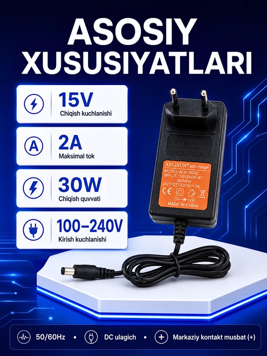 6–24V, 2A akkumulyator batareyalari va elektr asboblari uchun zaryadlash qurilmasi