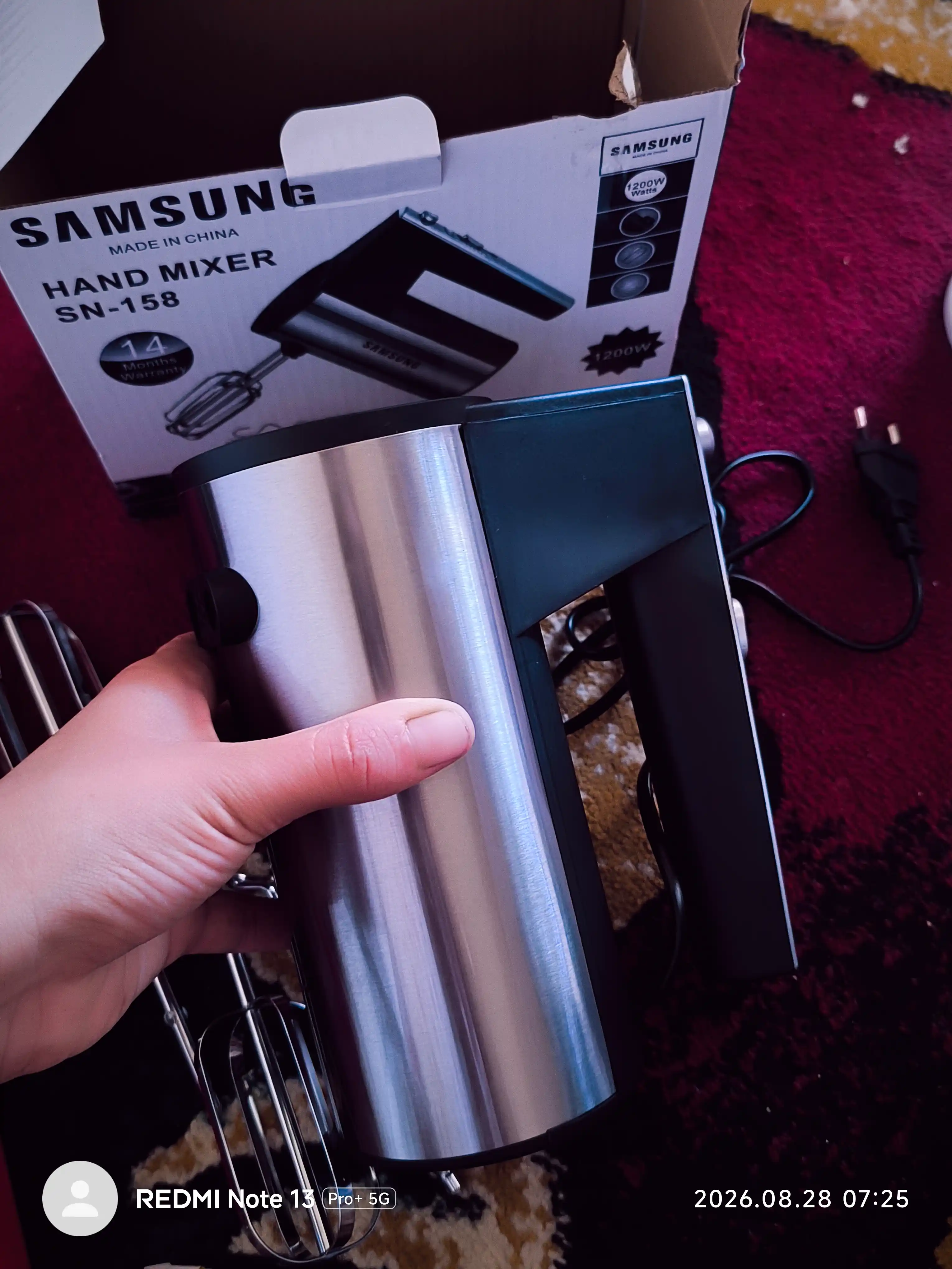 Oshxona qo'l mikser Samsung, turbo rejimli, 5 darajali tezlik bilan